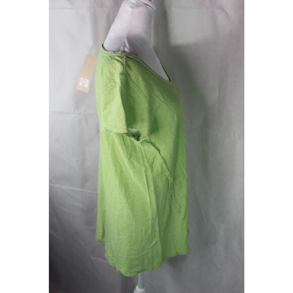 Cut Loose Raw Edge Top Edive Tee Green Cap Sleeve Plain T-shirt NWT Medium - Picture 6 of 8